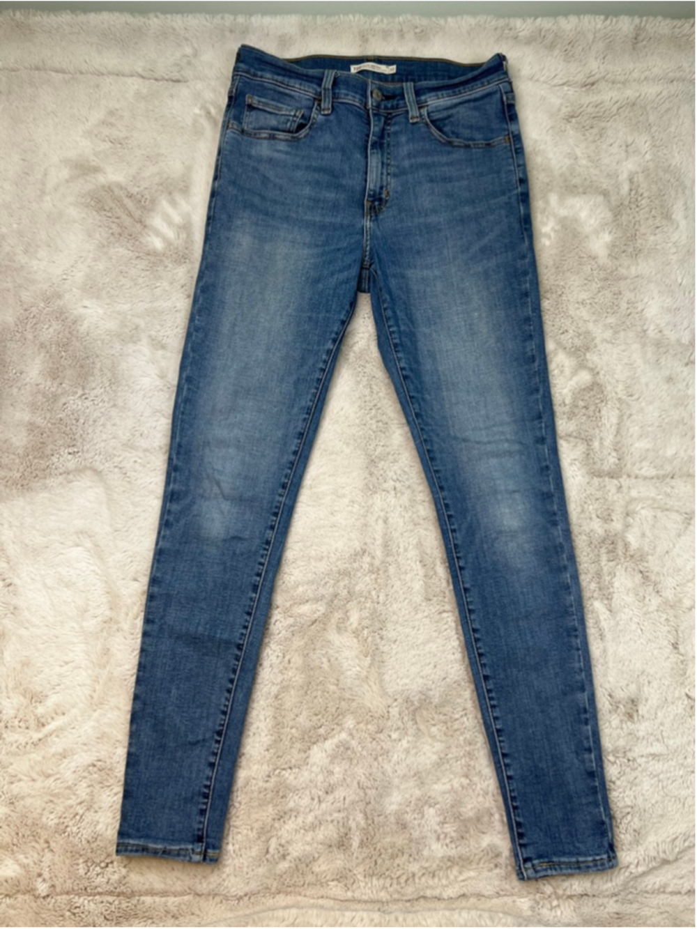 Levis 720 High Rise Super Skinny Jeans Size 30 Stretchy Blue Denim